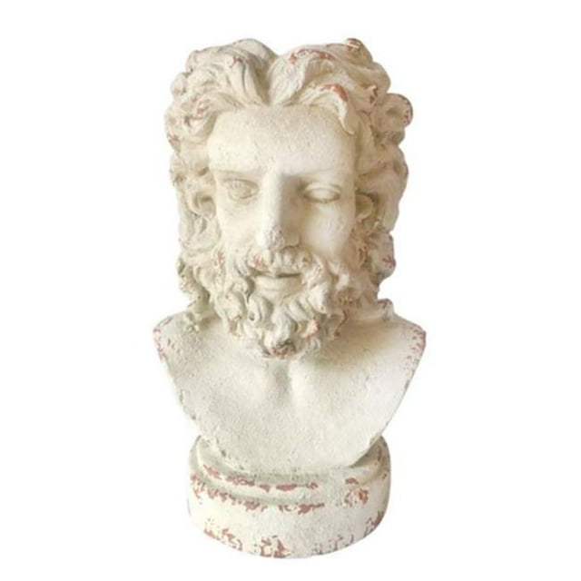 Sagebrook Home 15952 20 in. Contemporary Resin Roman Emperor Bust, Antique White