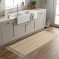 thumbnail image 6 of Kitchen Runner Rugs, Farm Lattice Houndstooth Pattern 2'x5' Throw Rug with Tassels, Rustic Beige Khaki Plaid Washable Soft Floor Carpet Runner for Hallway Bedroom Bathroom Laundry Room, 6 of 9