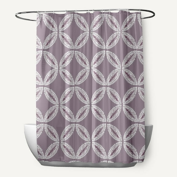 Simply Daisy 70" W x 73" H Tidepool Geometric Print Polyester Shower Curtain, Purple