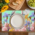 thumbnail image 4 of Teal Green Hummingbirds Placemats Set of 4, Spring Watercolor Flowers Plant Placemats for Dining Table, Place Mats for Kitchen Tabletop, Waterproof Wipeable Dining Table Mats Set, 4 of 9