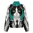 thumbnail image 5 of Jackets for Women Winter Coat Jackets Flannel Stand Collar Jacket(Elegant Cat Suit Artwork,Size:S-4XL), 5 of 7