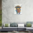 thumbnail image 5 of HFDF Highland Cow Wall Art Cattle Pictures Wall Decor Watercolor Funny Canvas Painting Print Home Modern Artwork Decorations for Bathroom Living Room Bedroom Office 12x18inch Framed, 5 of 6