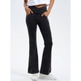 thumbnail image 3 of Women Crossover High Waisted Stretchy Bootcut Jeans Slim Fit Denim Yoga Leggings with Pockets Dark Gray S, 3 of 6