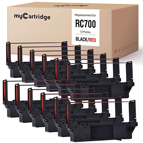 myCartridge 12-Packs Compatible Ink Ribbon Replacement for Star RC700 SP700 SP712 SP712R SP717 SP742R SP747 SP740 (Black/Red)