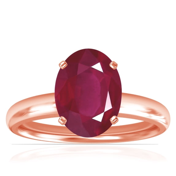 GemsNY July Birthstone - Traditional Oval Ruby Solitaire Ring (Grade - A | 2.25cts.)