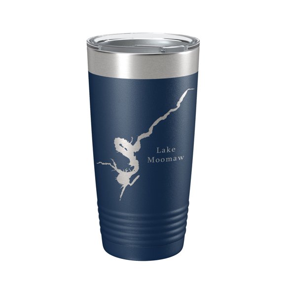 Lake Moomaw Map Tumbler Travel Mug Insulated Laser Engraved Coffee Cup Virginia 20 oz Navy Blue