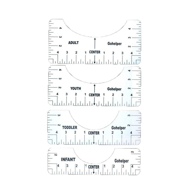 T-Shirt Ruler Guide Tool with Size Chart for Making Fashion Center Design,4 in 1 T-Shirt Alignment Ruler