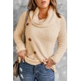 thumbnail image 3 of ABPHQTO Jersey De Mujer Cuello Alto Cruzado Con Botones Beige, 3 of 5