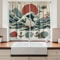 thumbnail image 3 of Ambesonne Nautical Kitchen Curtains, Waves Sun Sakura Anchor, 55"x24", Pale Ruby and Cadet Blue, 3 of 3