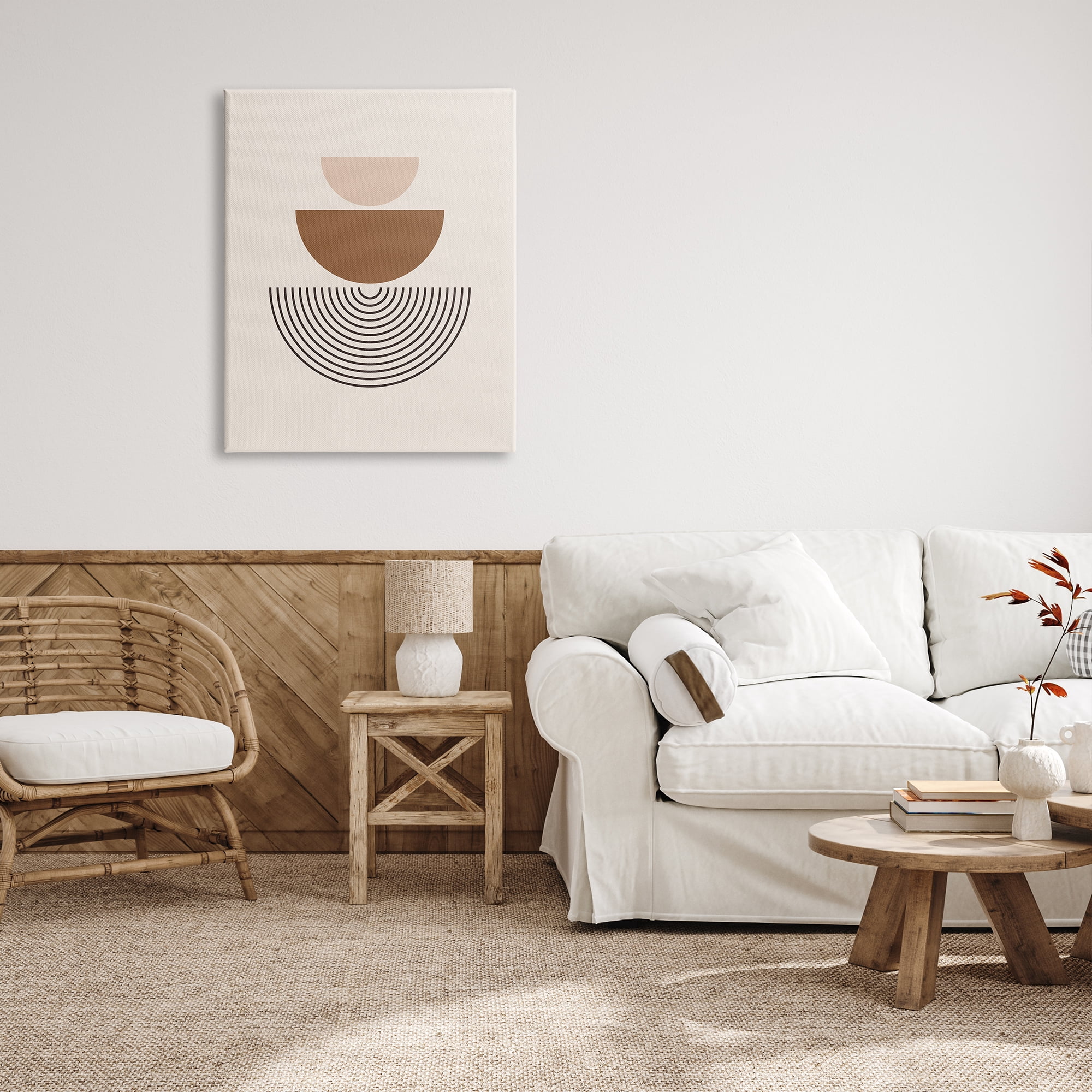 Stupell Industries Beige Boho Geometric Abstract Painting Gallery Wrapped Canvas Print Wall Art, 30 x 40