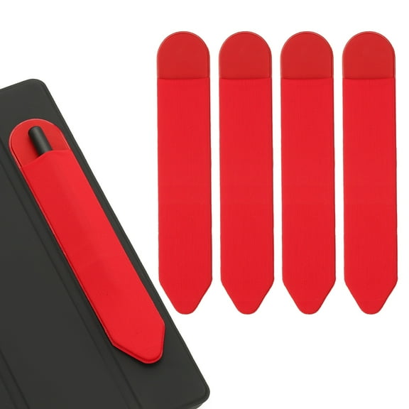 Uxcell Pencil Holder for Stylus, 4 Pcs Adhesive Elastic Pen Case Sleeve Pouch Stylus Holder Pocket Elastic Pen Pouch Accessories for Tablet Case Notebook Outdoor, Red