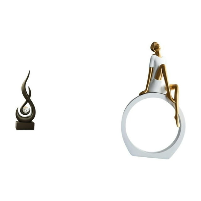 Figura abstracta de llama, escultura de arte moderno para sala de estar, vitrina y centro de mesa de dormitorio. Estatua de mujer, adorno de resina, r