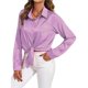 thumbnail image 2 of Blusas de Satén para Mujer, Camisas de Seda con Botones, Blusas Informales de Larga para Negocios Violeta S, 2 of 7