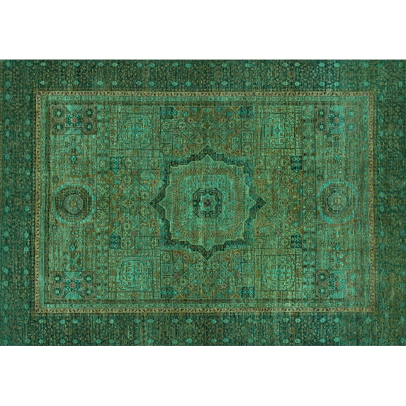 Ahgly Company Machine Washable Indoor Rectangle Abstract Turquoise Blue Modern Area Rugs, 2' x 3'
