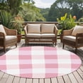 thumbnail image 4 of Pink Plaid Large Round Rug 8 FT, Non Slip Living Room Area Carpet, Spring Farmhouse Buffalo Checkered Washable Soft Circle Rug Non-Shedding Floor Carpet for Bedroom Office Dining Room, 4 of 9