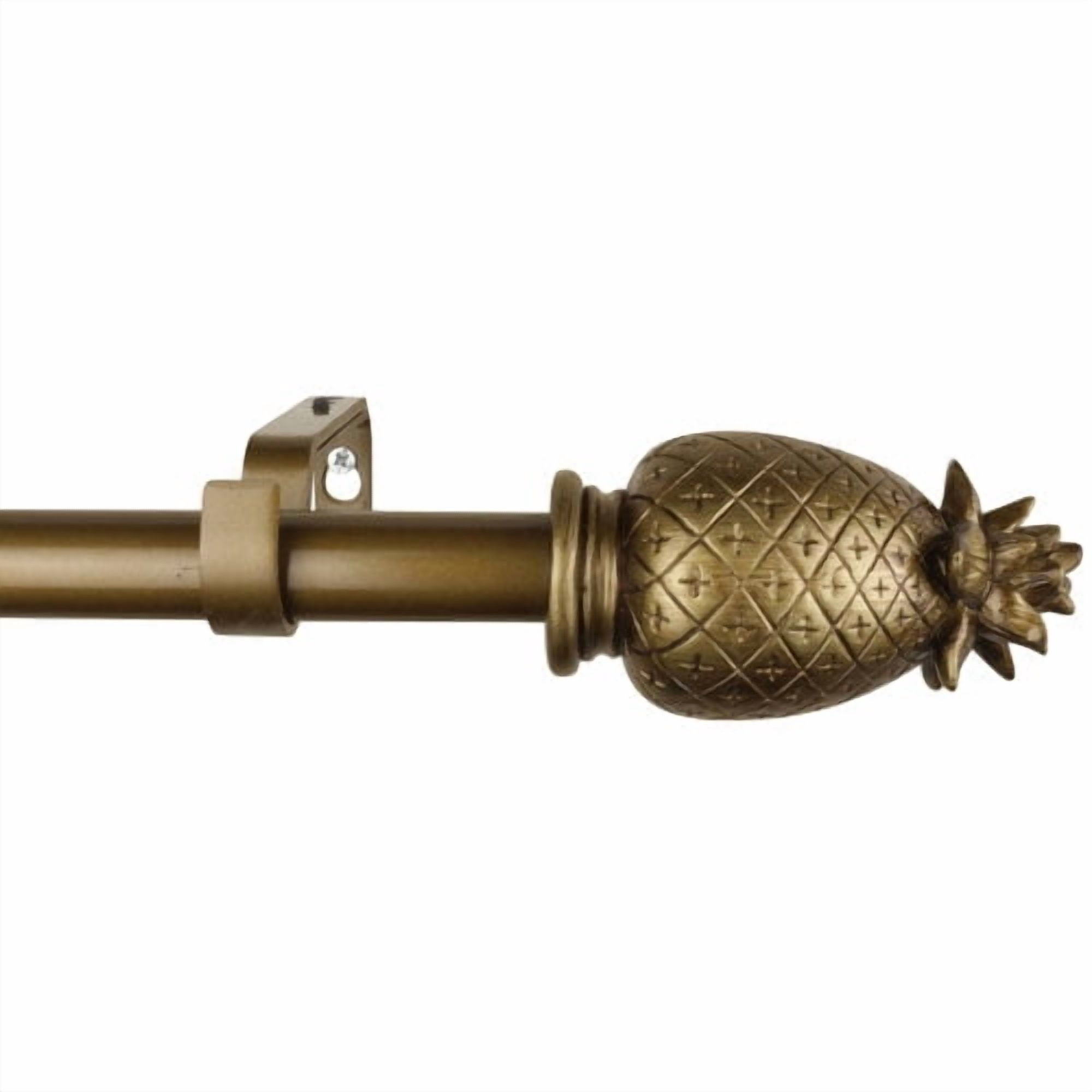 Urbanest Adjustable Single Curtain Rod Set Pineapple Finials – 1 - Inch Diameter, With Cottage Rod, 84–120 Inches