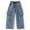 Light Blue-2752, variant on KIDSCOOL SPACE 6-Pocket Girls Wide-leg Denim Pants, 5-14T Ribbed Waist with D-ring Loops & String Cargo Jeans,White,5-6 Years