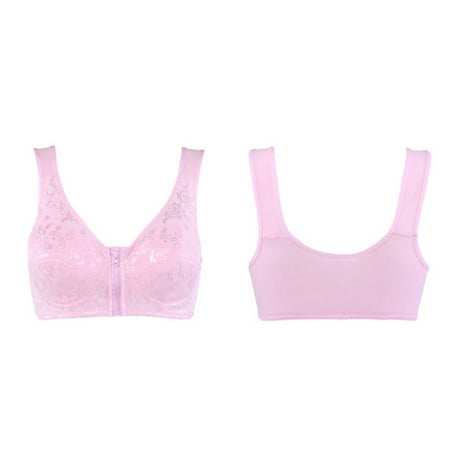 

Women Front Zippers Closure Bras Plus Size Full B Cup Push Up Sexy Lace Ladies Brassieres Widened Straps Wireless Bras