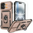 thumbnail image 1 of KOMI Compatible for iPhone 16e Case with Screen Protector - Slide Camera Cover Protective Phone Case with Ring Stand, Heavy Duty Shockproof Rugged Bumper for iPhone 16e Accessories, 1 of 5