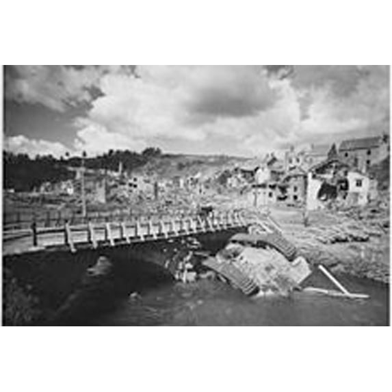 24x36 gallery poster, Panther tank in the river at Houffalize 1945