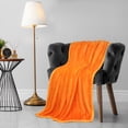 thumbnail image 2 of PiccoCasa Flannel Fleece Blanket Soft Warm Wide Hemmed Orange 50"x60", 2 of 8