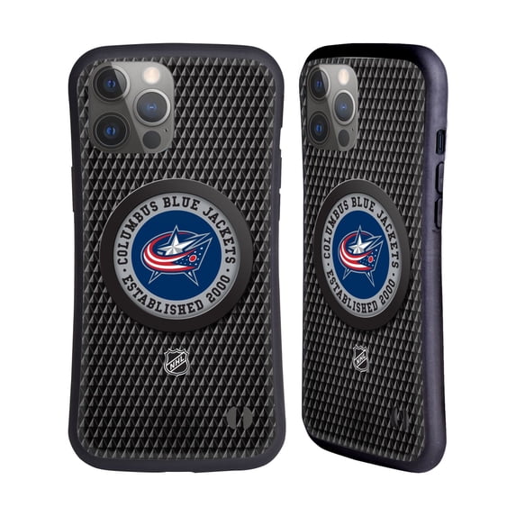 Head Case Designs Officially Licensed NHL Columbus Blue Jackets Puck Texture Hybrid Case Compatible with Apple iPhone 14 Pro Max