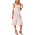 thumbnail image 3 of INSPIRE CHIC Halter Neck Floral Dress for Women's Summer Sundress Sleeveless Lace Up Midi Dress S Pink, 3 of 5