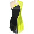 thumbnail image 5 of Aiihoo Womens Figure Skating Dance Dress Sparkly Color Block Sleeveless Skirted Leotard Dress Fluorescent Yellow M, 5 of 7