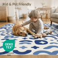 thumbnail image 4 of ODIKA 4'x6' Navy Geometric Abstract Design Washable Area Rug Modern Symmetrical Shapes with Bold for Bedroom, Reading Nook, Pet Friendly & Non-Shedding, 4 of 7
