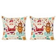 thumbnail image 1 of Ambesonne Christmas Throw Pillow Cover 2 Pack, Santa and Teddy Bear, 24", Multicolor, 1 of 2