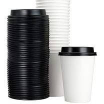 Avant Grub Paper Coffee Cups with Recyclable Dome Lids for Hot Drinks, 100 Pack, 12 oz