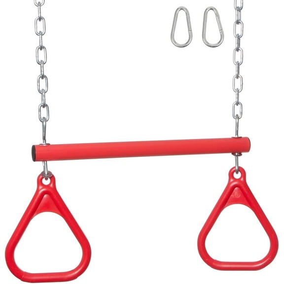 Swing Set Stuff Inc. Trapeze Bar with Rings and Uncoated Chain (Red)