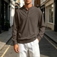thumbnail image 6 of ZyeKqe Long Sleeve Tops for Men Corduroy Button Front Crewneck Pullover Golf Office Work Business Casual Shirts, 6 of 7