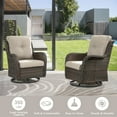 thumbnail image 3 of PARKWELL 4-Piece Outdoor Patio Furniture Set 5-Seat High Back Conversation Set with 41" Fire Pit Table and Swivel Glider for Patio Garden Deck,Brown Wicker Beige Cushions, 3 of 9