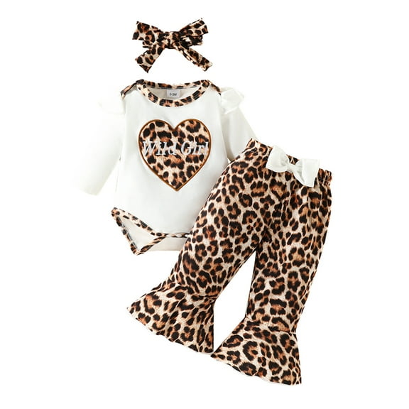 LAPAKIDS Baby Girl Clothes 3-6 Months Infant Girl Cute Leopard Outfits 3PCS