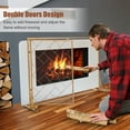thumbnail image 5 of Costway 2-Panel Fireplace Screen w/ Double Door Fire Spark Guard Safety Fence Gold, 5 of 9
