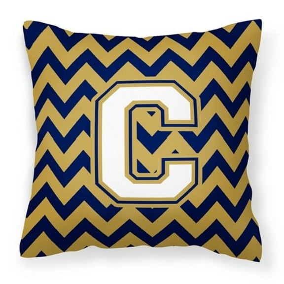 Carolines Treasures CJ1057-CPW1414 Letter C Chevron Navy Blue & Gold Fabric Decorative Pillow