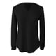 thumbnail image 3 of MHFRRA Camiseta de Manga Larga con Cuello En V para Mujer, Informal, de Rayas Suaves y Cepilladas, para Uso Diario, Cómoda, Elástica y Básica. Negro, 3 of 4