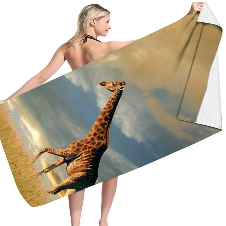 SDJMa Selfie Giraffe Beach Towel for Women Girls Kids Men