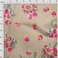 thumbnail image 3 of oneOone Polyester Lycra Fabric Leaves & Peach Floral Watercolor Print Fabric BTY 56 Inch Wide, 3 of 4