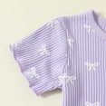 thumbnail image 6 of Xyant Toddler Baby Girl Summer Clothes Floral Outfits Infant Spring Waffle Short Sleeve Shirt Tops Cute Shorts Set (Light Purple,12-18 Months), 6 of 7