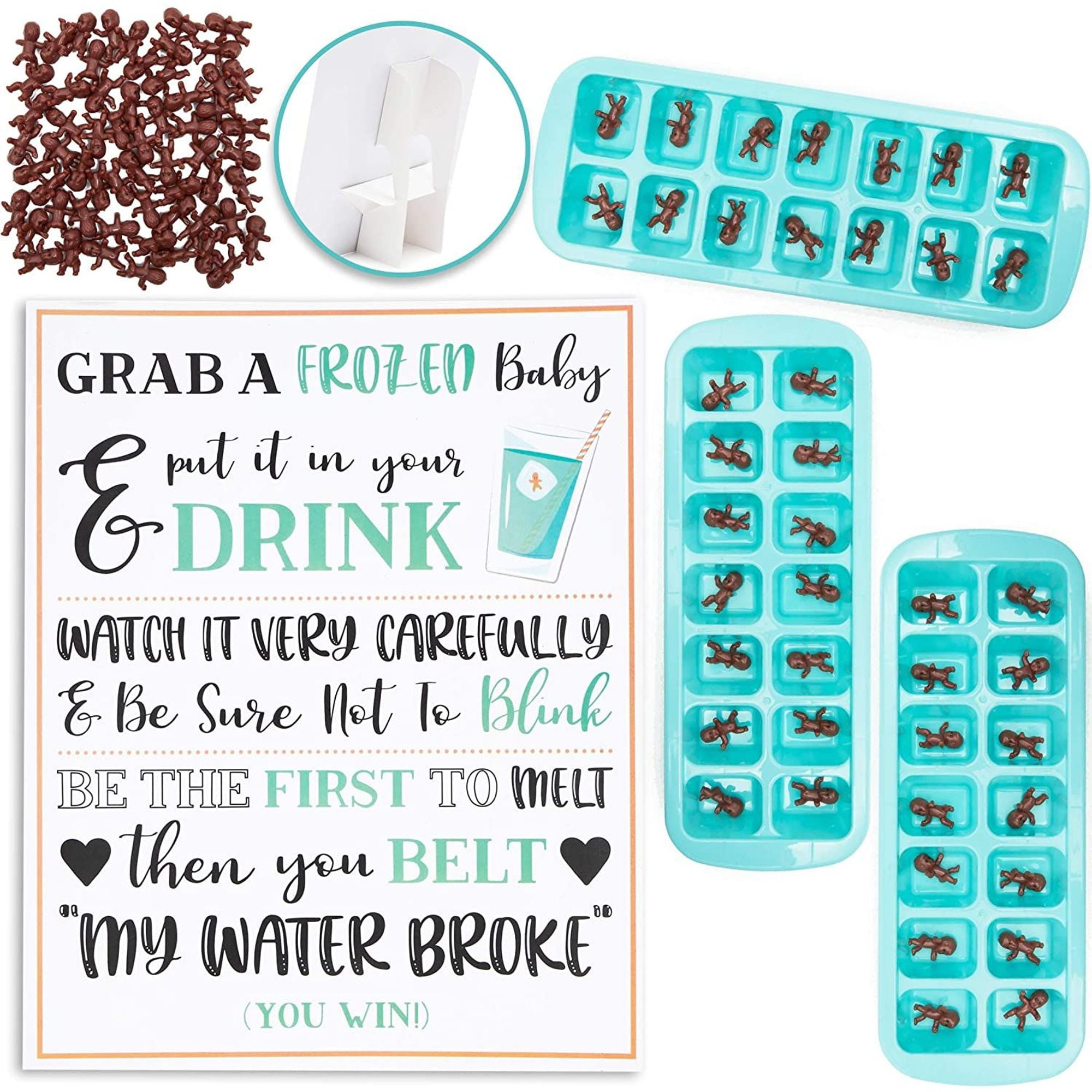 My Water Broke Baby Shower Game for 60 Guests with Mini Plastic Babies 1 in, 3 Ice Cube Trays ...