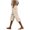 Khaki-1, variant on Cropped Linen Pants Women Summer Loose Fit Casual Gauze Capri Pants Elastic Waist Capris Beach Trousers with Pockets