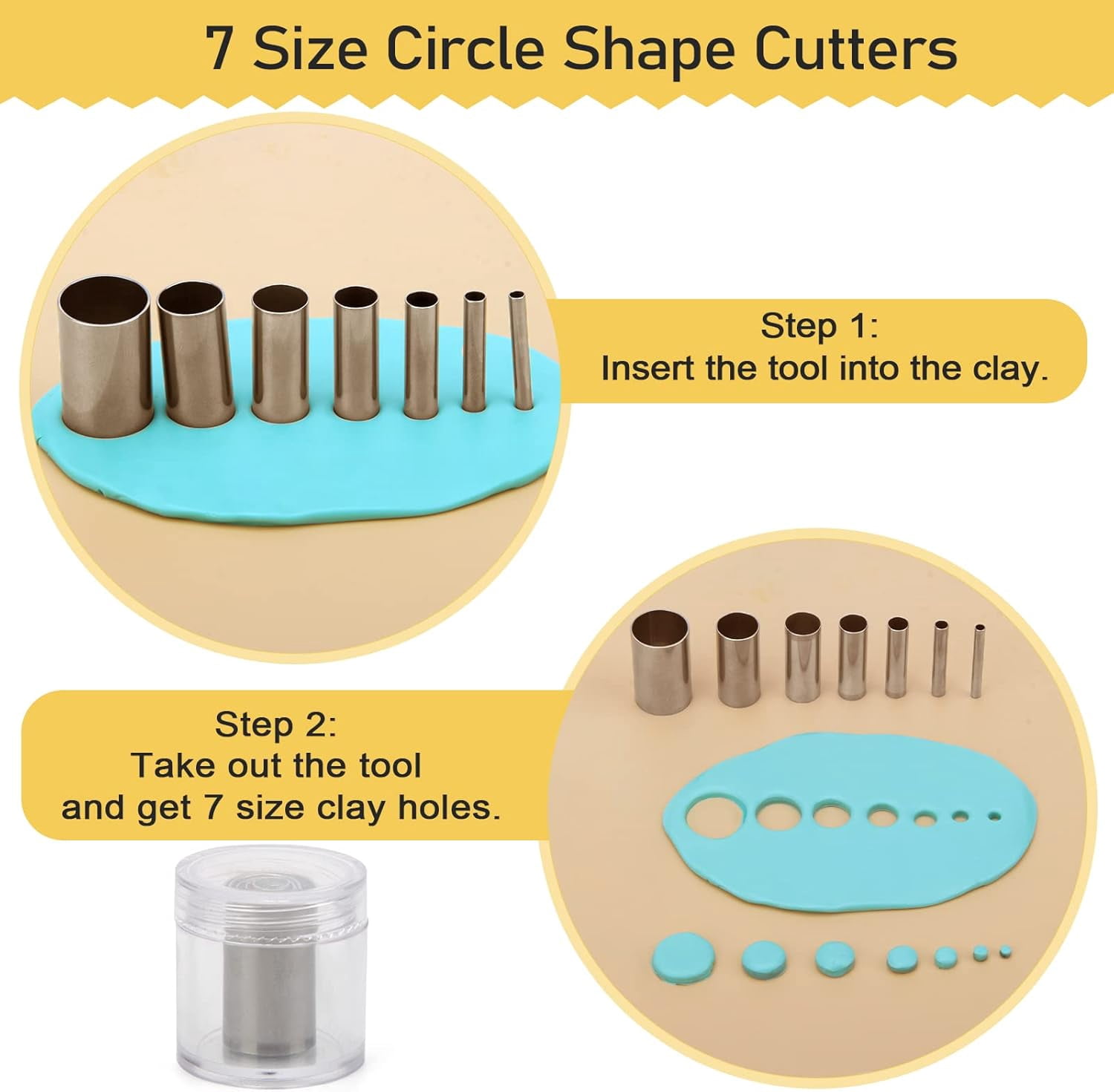 28Pcs Polymer Clay Cutter Tools, Polymer Clay Tools Acrylic Roller/ 14 Sculpting Kits/ 7 Circle Shape Cutter/ 2 Acrylic Sheets for Press/ 2 Scarper/Needle Detail Shaping