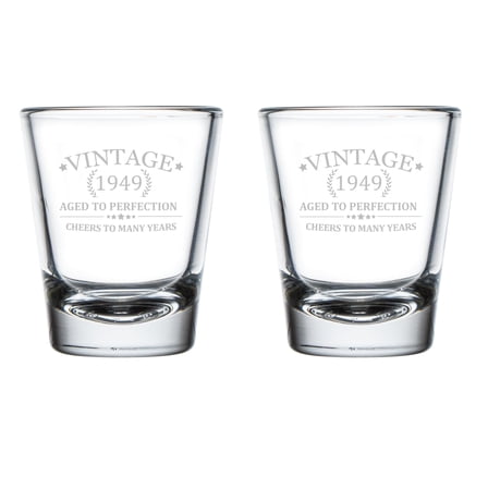 Set of 2 Shot Glasses 1.75oz Shot Glass Cheers Birthday Gift (75th Birthday)