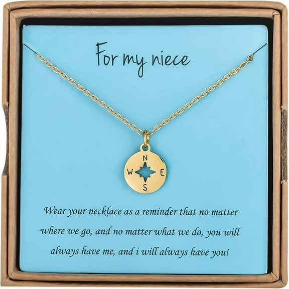Aunt Niece Gifts from Auntie Uncle Gold Pendant Compass Necklace for Women 18"