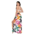 thumbnail image 3 of FORMRS Womens Long Sarong Beach Wrap Semi-Sheer Bikini Skirt Bathing Swimsuit Cover Up, Pink Floral Blooms, 3 of 7