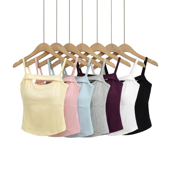 Vetsdori Camisole Tank Tops for Women Crop Pullover Tshirts Sleeveless Short,Casual Work Black Summer Undershirts Womens Tops Crewneck