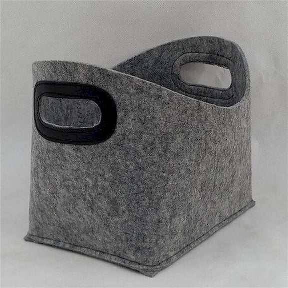 Felted Gray with Black Handles Basket