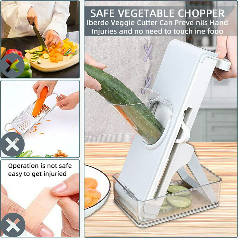 NGNIUS Tech. Multifunctional 14-in-1 Vegetable Slicer, All in One Chopper, Senbowe Multi Purpose Safe Slice Mandoline Spiral, Gray with Green Color